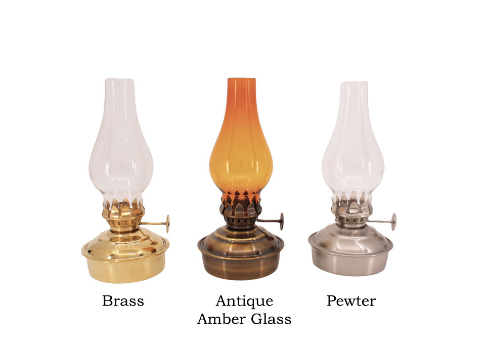 Vintage Amber Miniature Brass Kerosene Oil Lamp Swivel Base Made