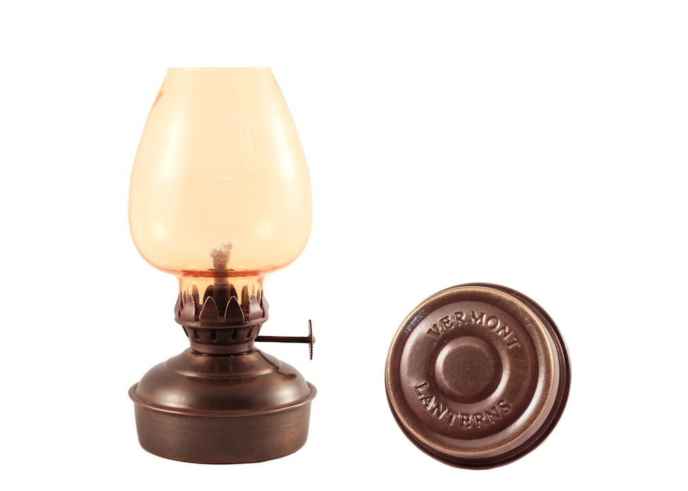 Oil Lamps - Brass Mini - 6.5 Amber Glass