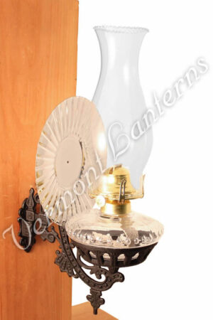 Victorian Oil Lamp - Clear w/Reflector Wall Mount