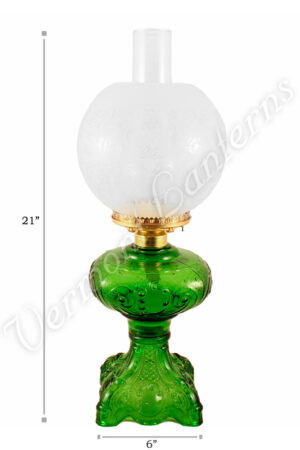 Emerald "Belvidere" Hurricane Lamp w/ Ball Shade