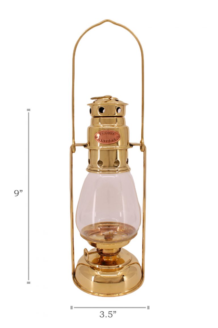 Hurricane Oil Lantern Brass 12.5" Vermont Lanterns