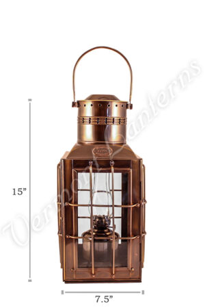 Copper and Brass Nautical Oil Lamp, 10 Ship Lantern, Antique Home