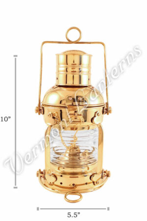 Anchor lamp, Large NMV ship lamp with red insert glass - Brass
