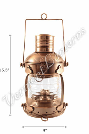 Anchor lamp, Large NMV ship lamp with red insert glass - Brass