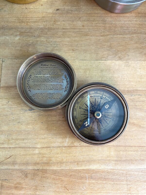 Antique Brass Camping Compass - with Clip - Image 2