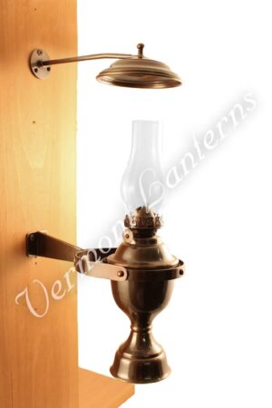 Yacht Lamp - Gimbaled Antique Brass Lantern with Smoke Bell - 12"